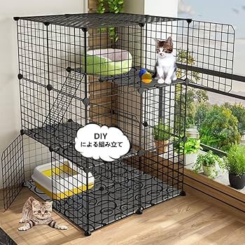 猫用ケージ♪Areden ♪組み立て簡単♪ Amazon.co.jp: DINGHANG 猫 ケージ 3段 折りたたみ キャット